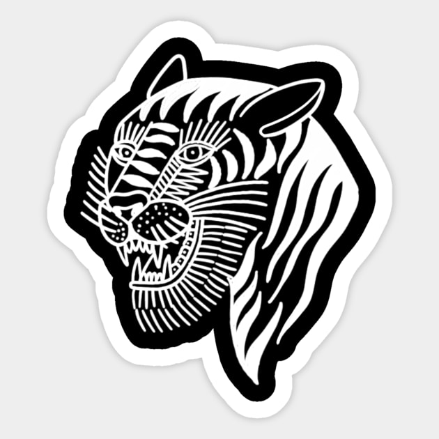 Grimm tiger white Sticker by Jocoric